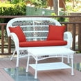 thumbnail image 2 of Jeco Santa Maria White Wicker Patio Love Seat And Coffee Table Set Without Cushion, 2 of 11