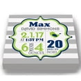 thumbnail image 2 of Personalized Canvas Birth Announcement Nursery Decor Gift, Lovebird Design, Custom Name, Date, Weight & Length, Unique Boys & Girls Baby Shower Wall Art Presents, Color Gray # 1 , Size - 10x10, 2 of 5