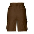 thumbnail image 6 of Zedker Womens Cargo Hiking Shorts Elastic Waist Knee Length Summer Outdoor Waterproof with Pockets Brown Plus L, 6 of 7