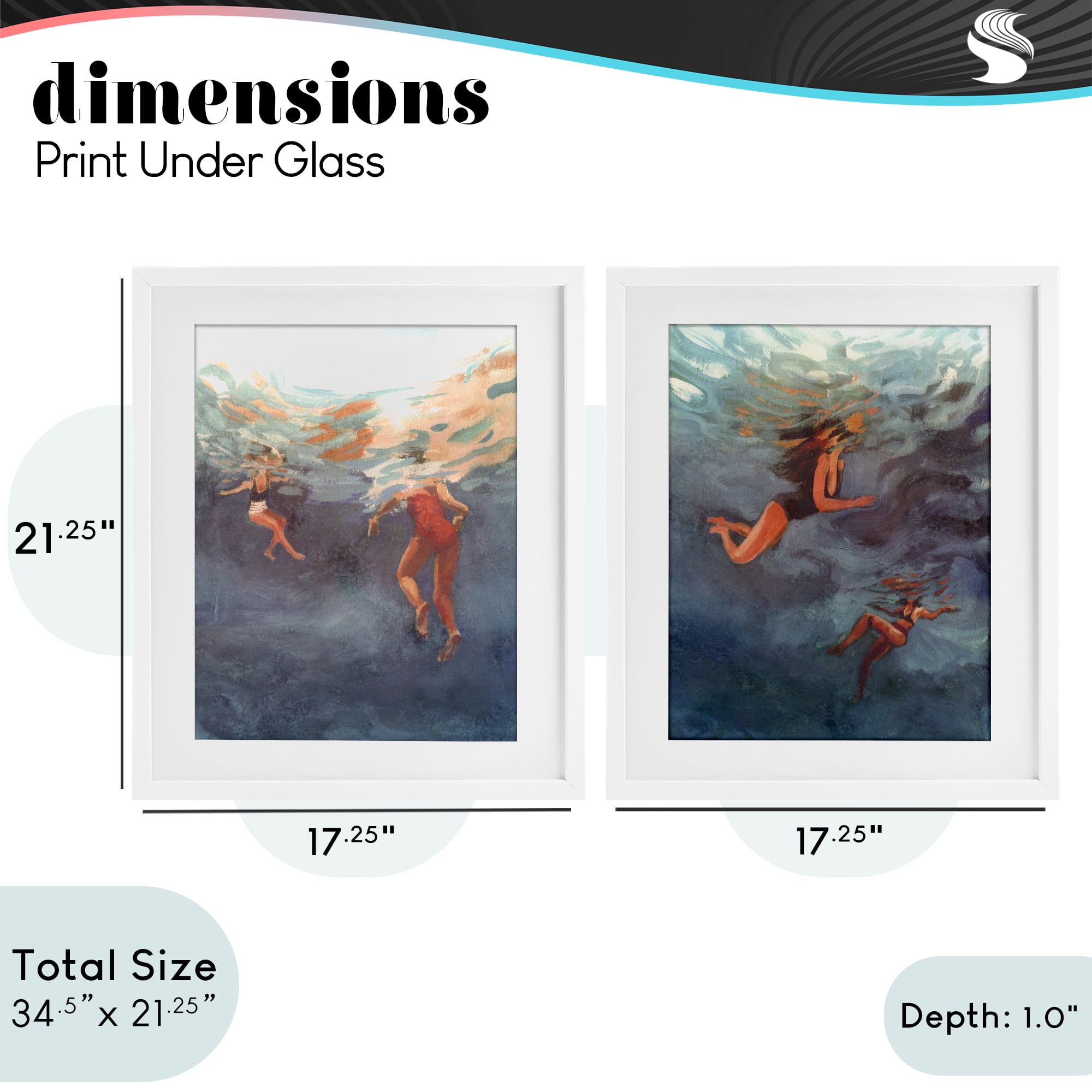 Stupell Industries Swimming Summer's Dance 2 Piece White Framed Print Under Glass Set, design by Victoria Barnes