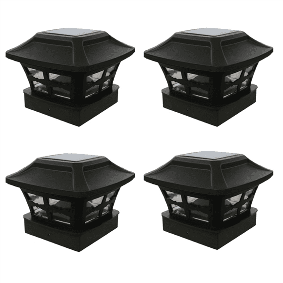 4X Solar Post Cap Lights Outdoor Post Solar Lights LED Bulb Fence Post Lights for Inch Wooden Posts Warm White