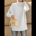 thumbnail image 4 of Suéter Holgado de Gran Tamaño para Mujer, Estilo Túnica Acanalada con Mangas Murciélago de Otoño. Crema L, 4 of 9