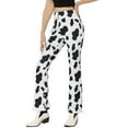 thumbnail image 4 of INSPIRE CHIC Women's Pants High Waist Cow Print Casual Flare Bell Bottom Stretch Long Pants XS Black White, 4 of 6