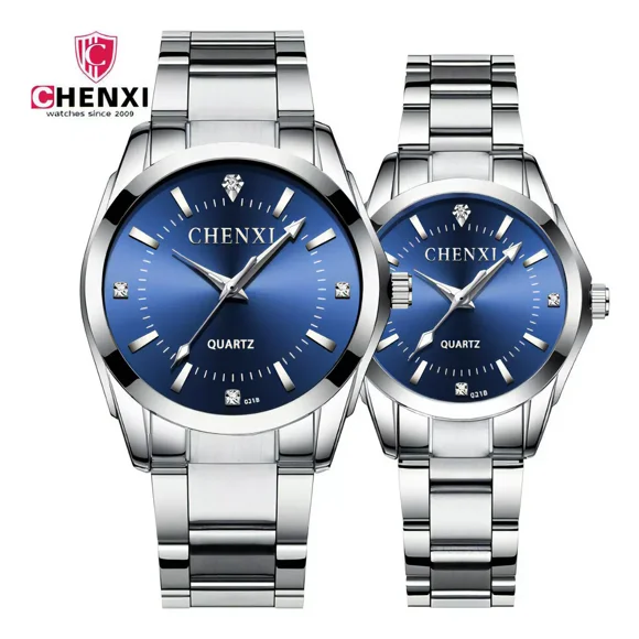 Reloj De Cuarzo Chenxi De Lujo Para Parejas, 2 Piezas Color del fondo Azul