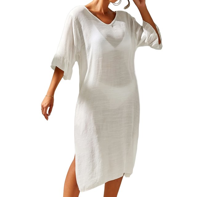 Vestido para Mujer con Escote en V, Media y Abertura Lateral. S