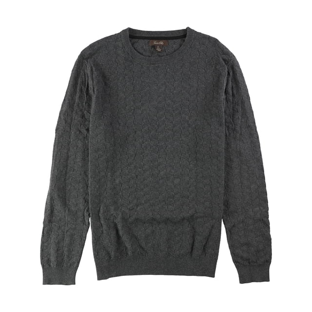 Tasso Elba Mens Chevron Patterned Knit Pullover Sweater charcoalheather L