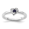 thumbnail image 2 of Auriga Fine Jewelry 925 Sterling Silver Created Sapphire Heart Ring Size 5for Women, 2 of 6