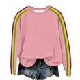thumbnail image 2 of Royisotas Long Sleeve Sweatshirts for Women Plus Size Trendy Striped Fall Pullover Loose Fit Pink Casual Round Neck No Hood Tops, 2 of 4