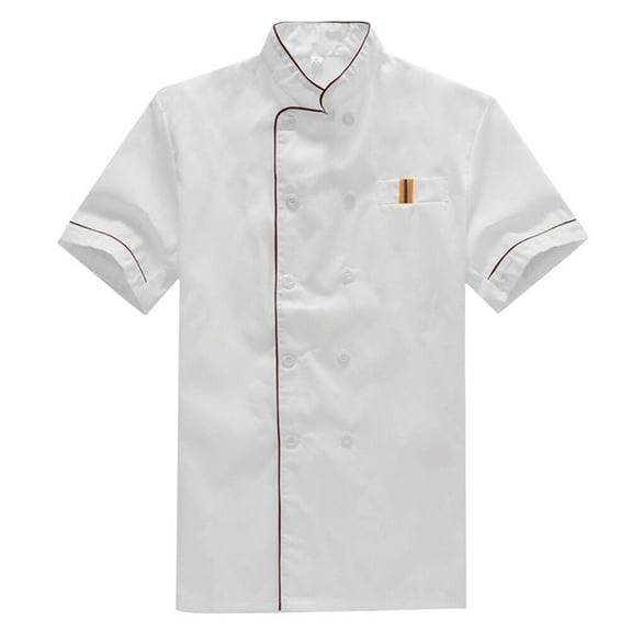 Unisex Summer Short-sleeved Chef Uniform Basical Chef Tops Catering Shirt for Bakery Hotel Restaurant - Size XL (White)
