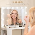 thumbnail image 3 of White Vanity Desk with LED Mirror & Storage - Makeup Table for Bedroom & Dressing Room - 46.5” Wide, 6 Drawers, 3 Color Modes, 3 of 7