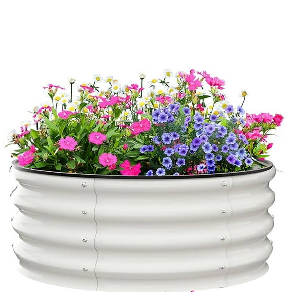 Yesurprise Raised Garden Beds Outdoor,2 Pack 3x3x1 FT Galvanized Raised Garden Bed for Gardening, Round Metal Planter Box for Planting Plants Vegetables and Flower