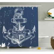 Anchor Shower Curtains Marine Shower Curtain Nautical Knot Comp Anchor Pattern Sea World Ocean Life Grunge Ilration
