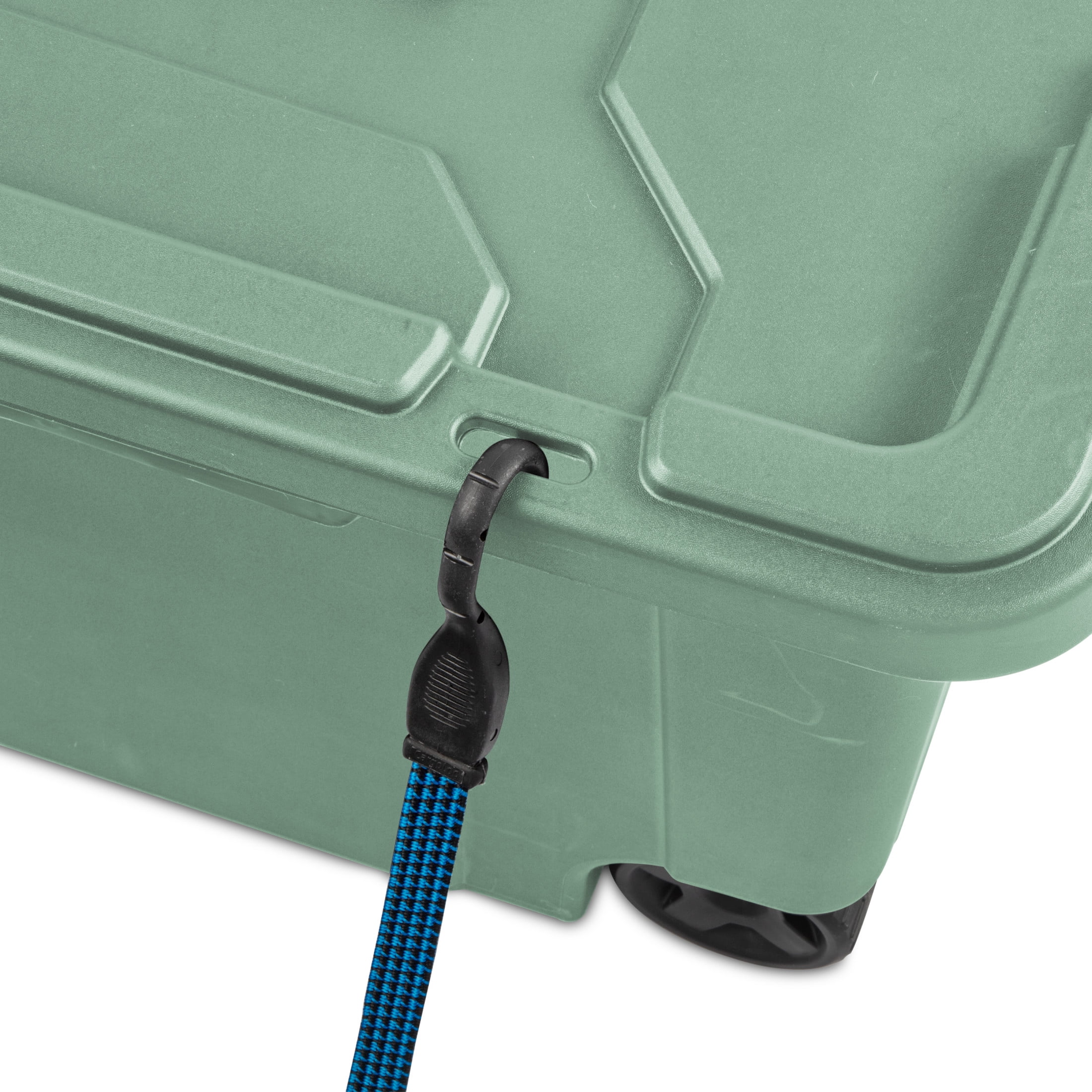 Sterilite Extra-Large Wheeled Industrial Storage Bin, 40 Gallon Durable Plastic Storage Tote with Latching Lid and Pull Handle, Green, 2 Pack