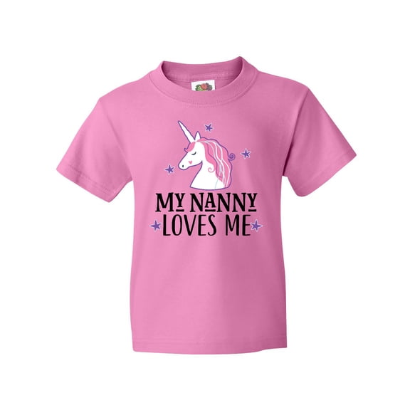 Inktastic My Nanny Loves Me Unicorn Youth T-Shirt