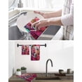 thumbnail image 5 of Abstract Red Kitchen Dish Towels for Drying Dishes Set of 4, Painting Buildings Geometric Color Block Waffle Weave Microfiber Hand Tea Bathroom Towels Quick Dry & Absorbent Towel 15.7x23.6, 5 of 7