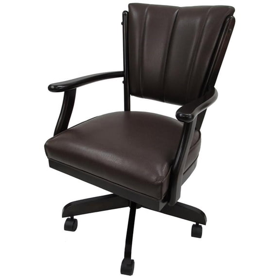 Pemberly Row Swivel Wood Dining Caster Chair Classic in Brown-Dark Cherry