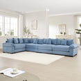 thumbnail image 3 of FFH 154.6" Oversized Cloud Modular Sectional Couch, Convertible Sectional Sofa Deep Seat, 5 Seater L Shaped Modern Sofa, Blue, 3 of 16