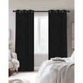 thumbnail image 3 of Solid Black Blackout Curtains 45 Inches Long for Bedroom, Retro Minimalism Abstract Denim Texture Thermal Insulated Room Darkening Black Out Window Curtain Panels Grommet Drapes for Living Room, 3 of 8