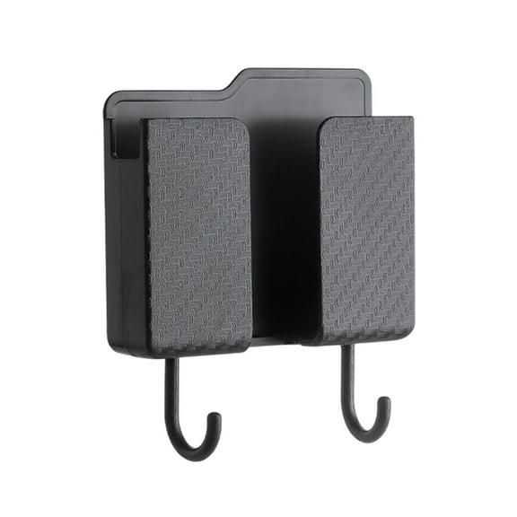 Black Wall Mounted Phone Holder, Charging Storage Rack, Remote Control Organizer For Bedside, Bathroom, Kitchen, 3.94X4.53X0.98 In, 0.09 Lb