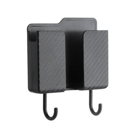 Black Wall Mounted Phone Holder Storage Rack Box For Bedside Cable Management Organizer Bracket For Remote Control Bathroom Kitchen Office Black