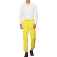 thumbnail image 2 of INSPIRE CHIC Men's Cropped Pants Slim Fit Flat Front Ankle-Length Dress Pants 32 Light Yellow, 2 of 4