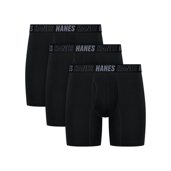 Hanes Mens Underwear Boxer Briefs, 3-Pack, Moves Anti-Chafe Boxer Briefs