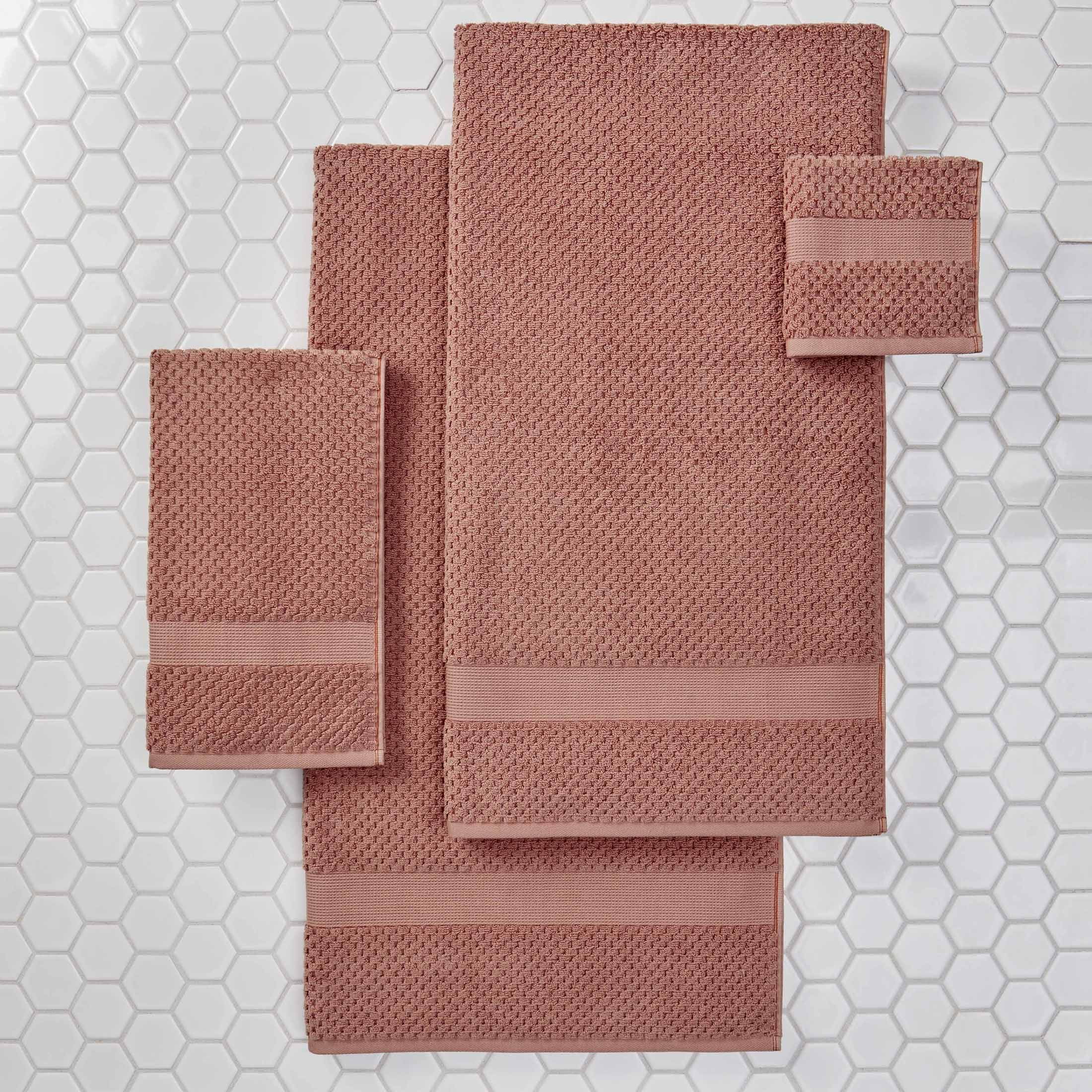 Better Homes & Gardens Signature Soft Cotton Popcorn Texture 6-Piece Bath Towel Set, Old Rose