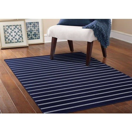 Nautical Area Rug Navy Blue Stripe Tropical Coastal Beach Indoor 5 X 7 5 Ebay