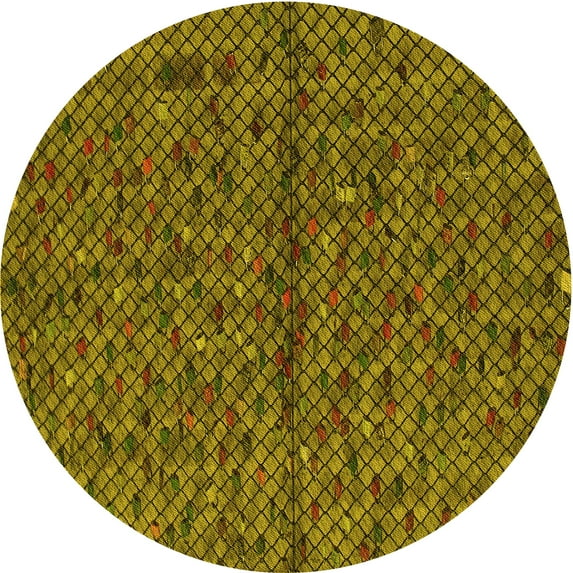 Ahgly Company Indoor Round Patterned Orange Gold Area Rugs, 8' Round