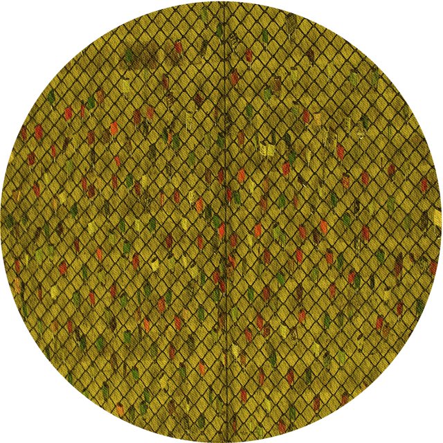 Ahgly Tapis Rond Lavable en Machine Intérieur Transitionnel Orange Or, 7 Pieds Rond
