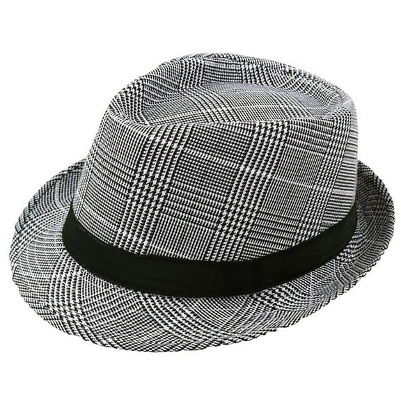 BAYAIXZ Fedora Hat Unisex Trilby Gangster Cap Beach Sun Straw Hat Band Sunhat Mens Hats Fedora Cow Boy Hats (White,One Size)