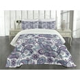 thumbnail image 3 of Ambesonne Paisley Quilted Bedspread Set 3 Pcs, Bohemic Floral Country, King Size, Purple White Blue, 3 of 5