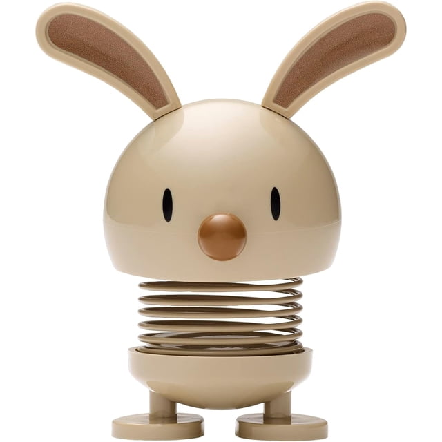 Hoptimist Bunny Wobble Figurine, Latte, Home Decor Ornament - Danish Design, Plastic W/Metal Spring, Small- Creates Cheerful Movement