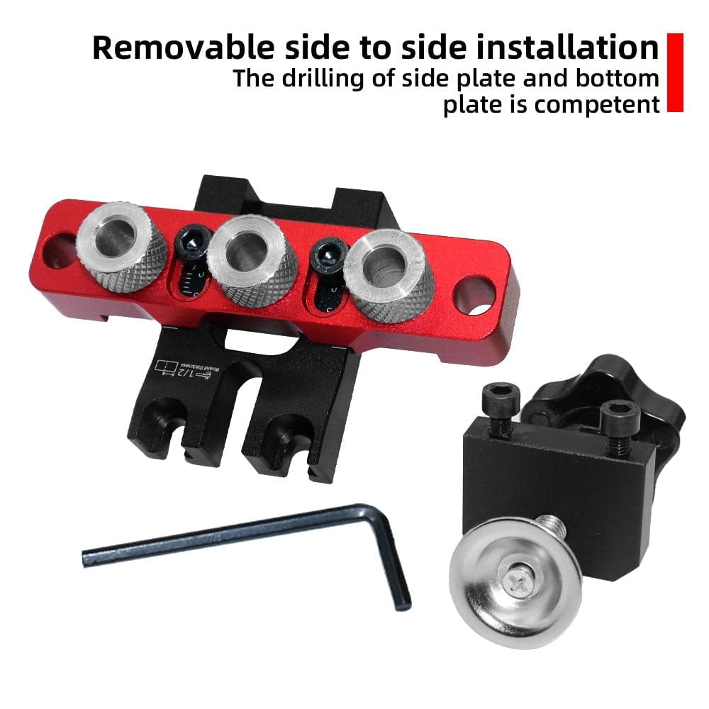 3-in-1 Adjustable Doweling Jig Kit, Cabinet Hardware, Pocket Hole, and Furniture Connecting Hole Puncher Tool