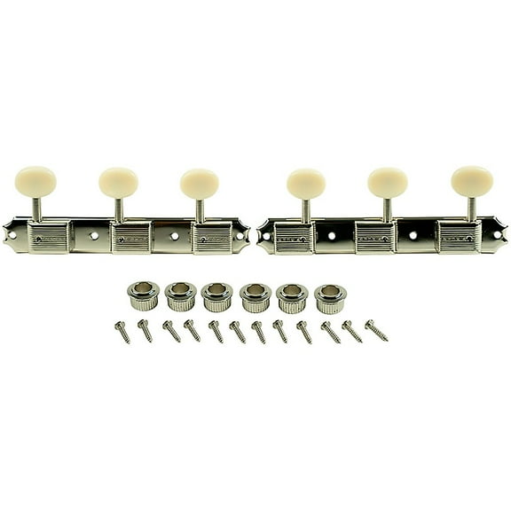 Kluson Trad 3 Per Plate Oval Plastic BTN Single Line Nickel