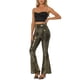 thumbnail image 2 of Pantalones de campana brillantes con lentejuelas y brillo para mujer INSPIRE CHIC, talla XL, color dorado, 2 of 6