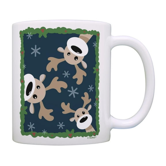 ThisWear Cute Holiday Reindeer Theme Ceramic 11oz Coffee Mug