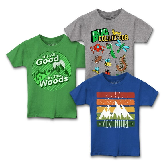 Tee Luv Adventure and Nature Boys' Graphic Tee Shirts, Toddler, Size 4T, 3-Pack