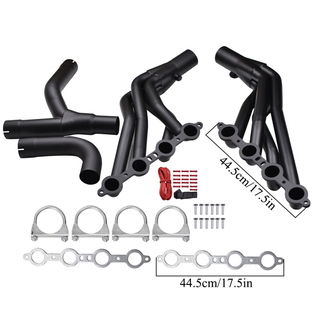 Panlongic Stainless Steel Long Tube Exhaust Manifold Headers Black For Chevy GMC Silverado/Sierra 4.8L/5.3L/6L 1999-2006