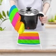 thumbnail image 4 of PLAIN SOLID NEON FLUORESCENT RAINBOW STRIPES 5 COLORS Oven Gloves And Pots Stand Set Oven Gloves And Pot Racks Pot Racks And Oven Gloves Set, 4 of 9