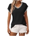 thumbnail image 2 of SPZTSX Knit Tops for Women V-Neck Short Sleeve Fashion Loose Fit Casual Daily Summer Sweater Vests, 2 of 5