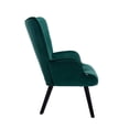 thumbnail image 4 of Velvet Accent Chair, Modern Upholstered Side Chair Vanity Chair with Tall Back & Solid Wood Legs, Leisure Tufted Button Armchair Low Push Seats for Living Room Bedroom, Green, 4 of 7