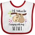 thumbnail image 3 of Inktastic Sloth I'd Rather Be Hanging with Mimi Boys or Girls Baby Bib, 3 of 4