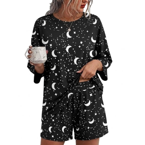 MINTREUS Womens Pajamas Sets 2 Piece knit Lounge Set Non-Shrink Sleepwear With Pockets Loose fit M-3XL