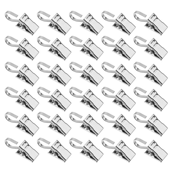 OUNONA  30 Pcs Curtain Clamp Stainless Steel Clip Clear Clips Rods Silver