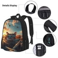 thumbnail image 3 of Pofeuu Cool Cat Driving Sunset Print Backpack Travel Backpacks With Lunch Bag Pencil Bag Set 3 pcs Set Cartoon Backpack, 3 of 7