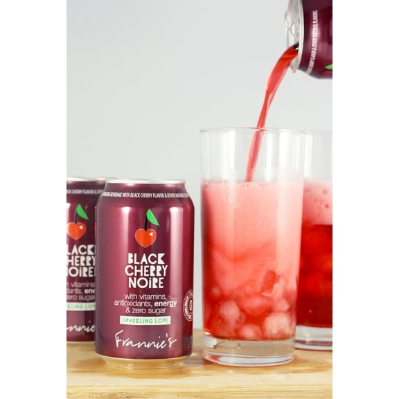 KauffmanTreats Frannie Sparkling Beverage- Zero Calories & Sugar, Aspertame Free: 24-Ct Case 12 Oz. Cans Black Cherry Noire