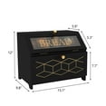thumbnail image 3 of HLR Large Bread Box, Wood 2-layer Bread Box Storage for Kitchen Counter, with Bar Pattern Windows, Black, 3 of 7