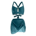 thumbnail image 4 of GEWSEY 2 Piece Bikini Set U-Wire Cutout Popular Swimsuit High Waisted Textured 2026 Summer Beach Swim Bathing Suits (Navy, M), 4 of 9