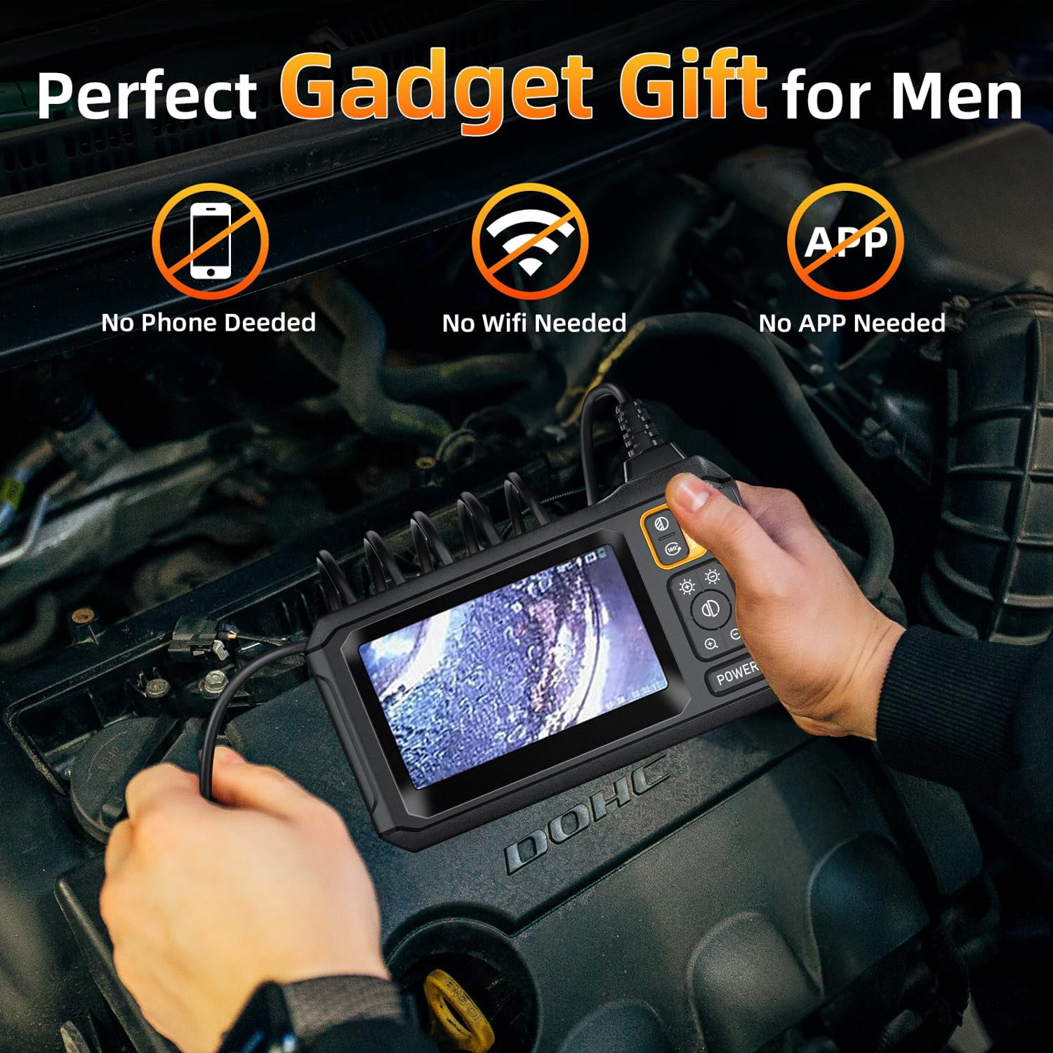 Borescope Camera With Light, IP67 Waterproof Endoscope Camera With Light, 1080P HD Inspection Camera, 45ft Snake Camera, Gadgets For Men (4.3"), Single Lens And Dual Lens Options